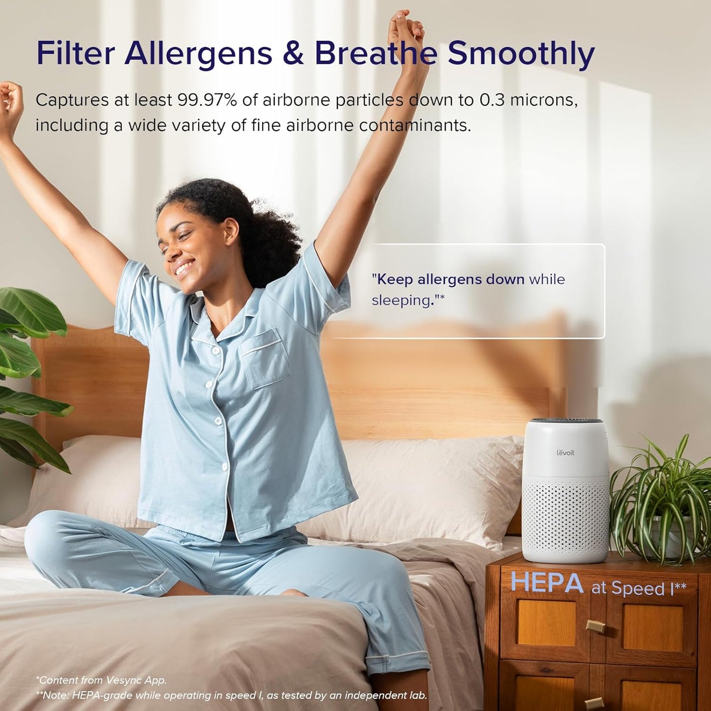 Air Purifiers for Bedroom Home, 3-In-1 Filter Cleaner with Fragrance Sponge for Better Sleep, Filters Smoke, Allergies, Pet Dander, Odor, Dust, Office, Desktop, Portable, Core Mini-P, White