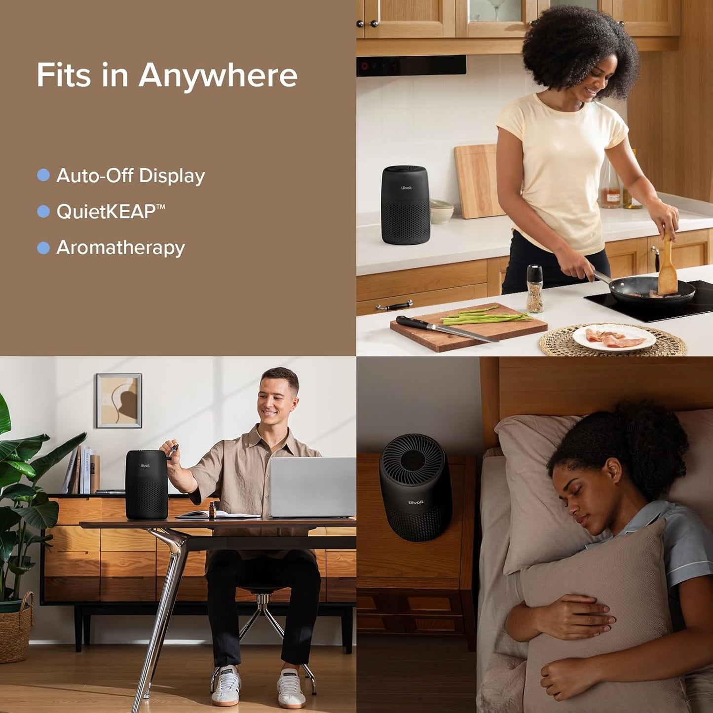 Air Purifiers for Bedroom Home, 3-In-1 Filter Cleaner with Fragrance Sponge for Better Sleep, Filters Smoke, Allergies, Pet Dander, Odor, Dust, Office, Desktop, Portable, Core Mini-P, White