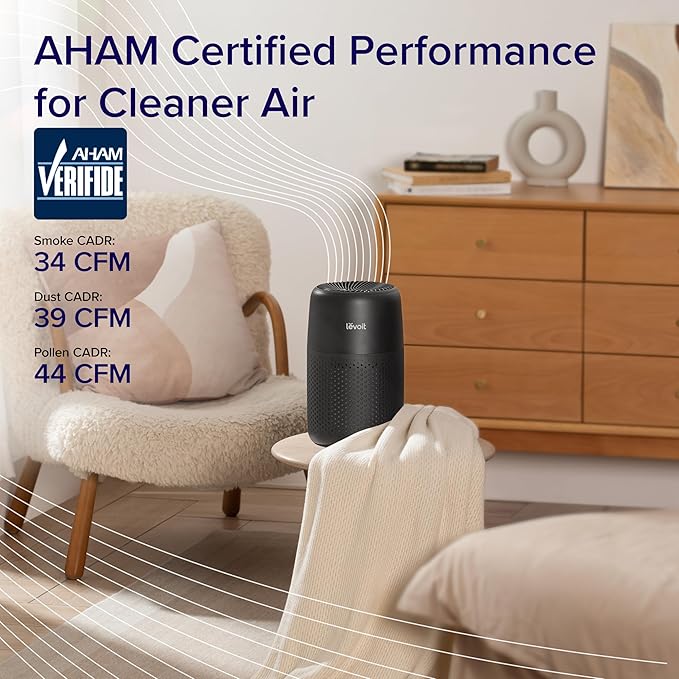 Air Purifiers for Bedroom Home, 3-In-1 Filter Cleaner with Fragrance Sponge for Better Sleep, Filters Smoke, Allergies, Pet Dander, Odor, Dust, Office, Desktop, Portable, Core Mini-P, White